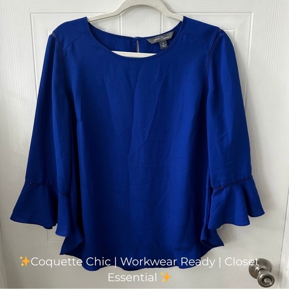 Market & Spruce Tops - Royal Blue Bell Sleeve Blouse M – Workwear Coquette Office Career Top